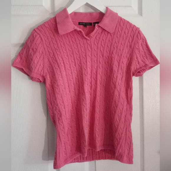 JEANNE PIERRE Tops - Vintage Jeanne Pierre Basketweave 100% Cotton Polo Shirt. Size: L -12-14